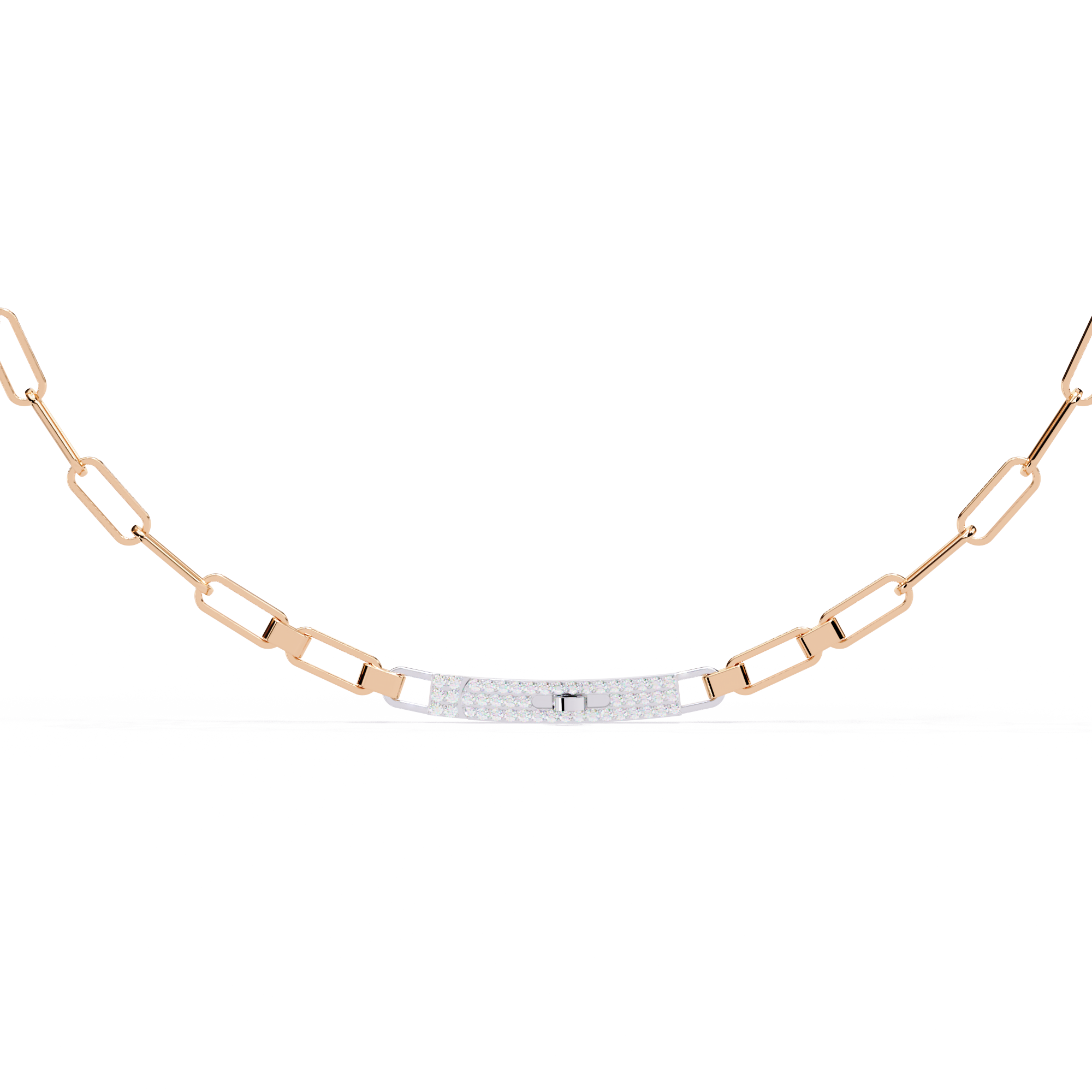 Solitairekart 0.43ct Linear Link Natural Diamond Chain Necklace-HI Color, VS-SI Clarity